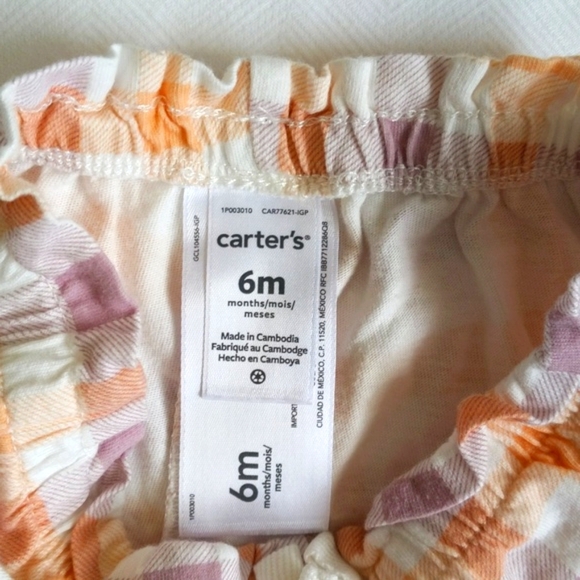 carter's pastel picnic plaid bubble bloomers shorts 6 months baby girl - Picture 3 of 5